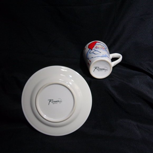 Rosanna Porcelain Christmas SET 8" Plate and Matching 4.5 " Mug Santa gold trim - Picture 15 of 16